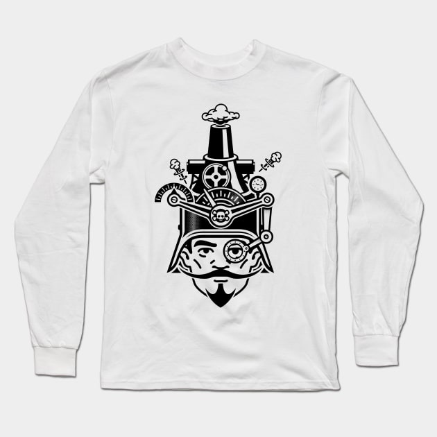 Steampunk Hat with Gears Design Long Sleeve T-Shirt by KHJ